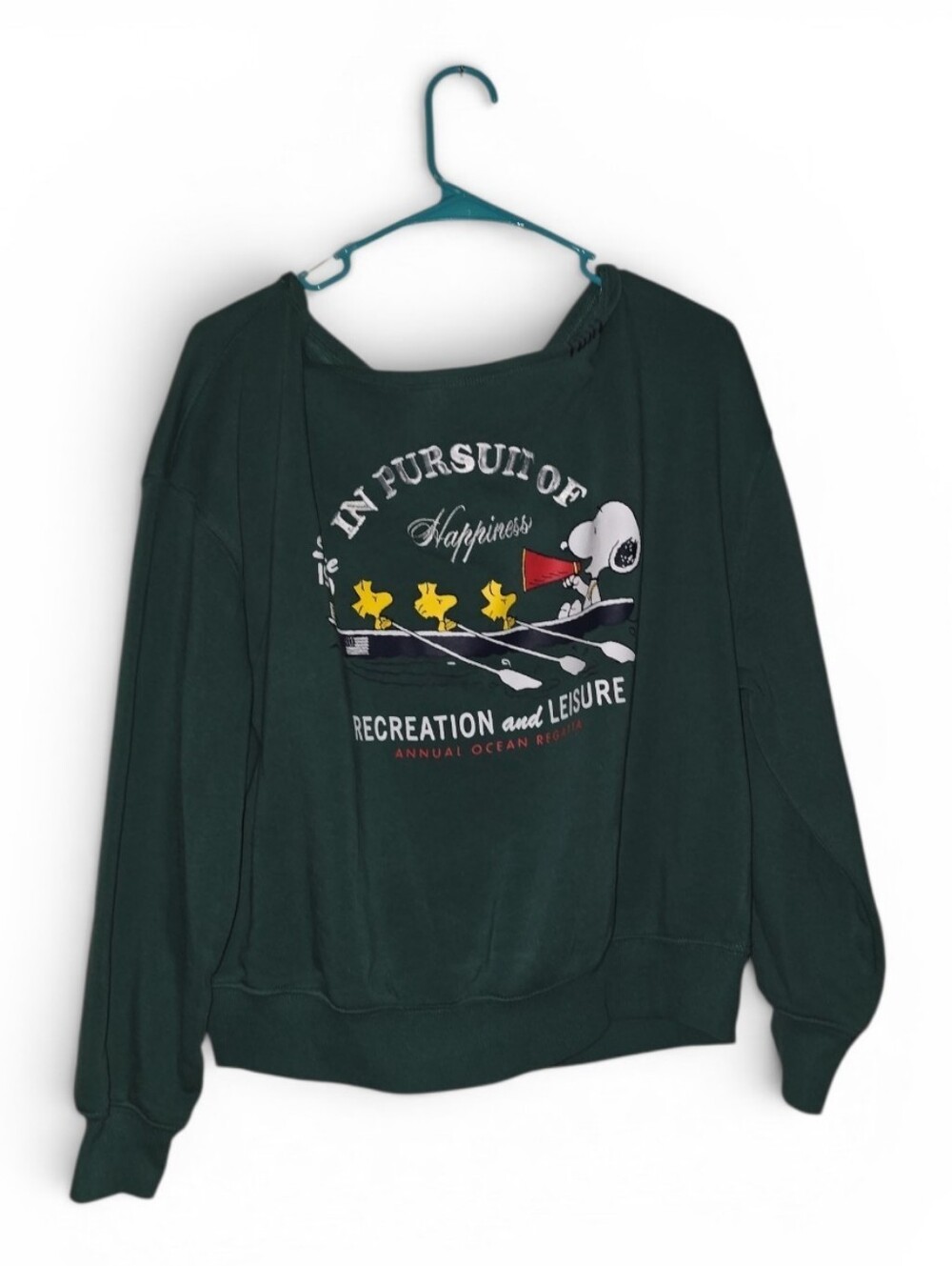 Peanuts Dark Green Graphic Crewneck Sweatshirt, Oversized, Medium, NWT!!!